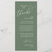 Elegant Reception "Welcome and Thanks" Guest Card Programmakaart (Voorkant)
