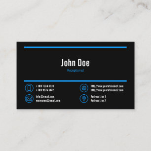 Elegant receptionist Logo Blue Lines Icons Black Visitekaartje