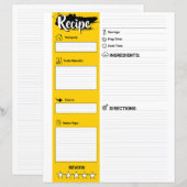 Elegant Recipe Paper Sheet (Full Page Fillable) (Voorkant / Achterkant)