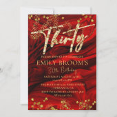 Elegant Red 30th Birthday Invitation Kaart (Voorkant)