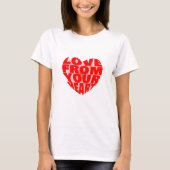 Elegant Red 3D-tekstontwerp: liefde voor uw hart T-shirt (Voorkant)