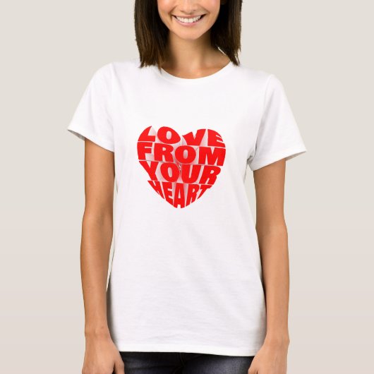 Elegant Red 3D-tekstontwerp: liefde voor uw hart T-shirt (Voorkant)