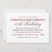 Elegant Red 50th Birthday Invitations Kaart (Achterkant)