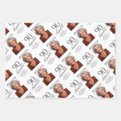 Elegant Red 90 and Fabulous 90th Birthday Photo Inpakpapier Vel (Voorkant)