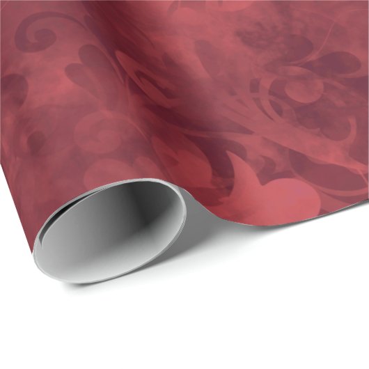 Elegant Red Abstract Feather Patroon Cadeaupapier (Rol Hoek)