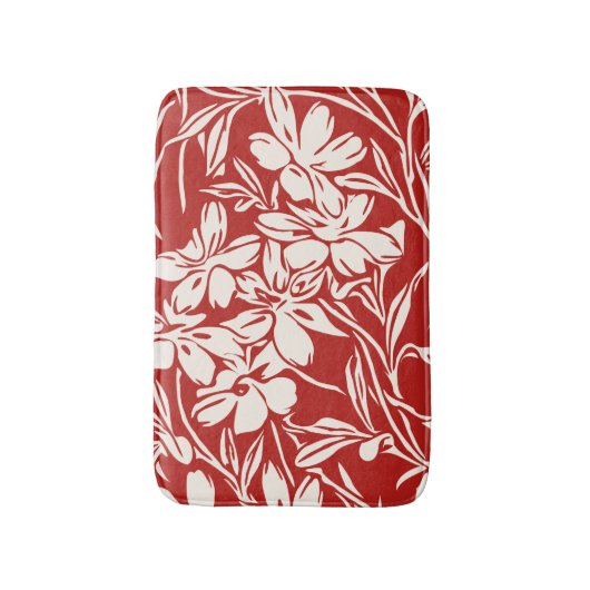 Elegant Red Abstract Floral Illustration Pattern Badmat (Voorkant Verticaal)