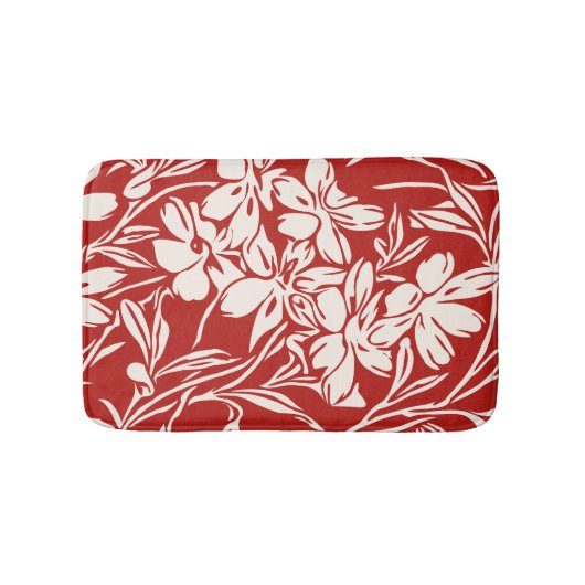 Elegant Red Abstract Floral Illustration Pattern Badmat (Voorkant)