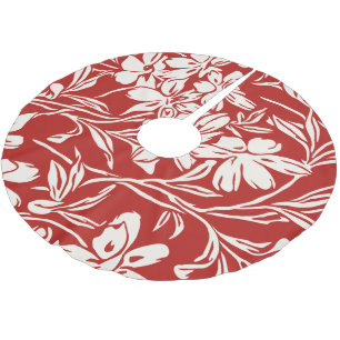Elegant Red Abstract Floral Illustration Pattern Kerstboom Rok