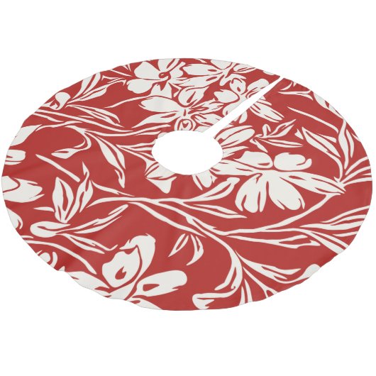 Elegant Red Abstract Floral Illustration Pattern Kerstboom Rok (Gekanteld)