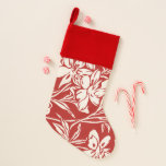 Elegant Red Abstract Floral Illustration Pattern Kerstsok<br><div class="desc">Deze stijlvolle kerstvakantie heeft een elegant botanisch patroon van  abstracte florale illustraties in rood en wit.</div>