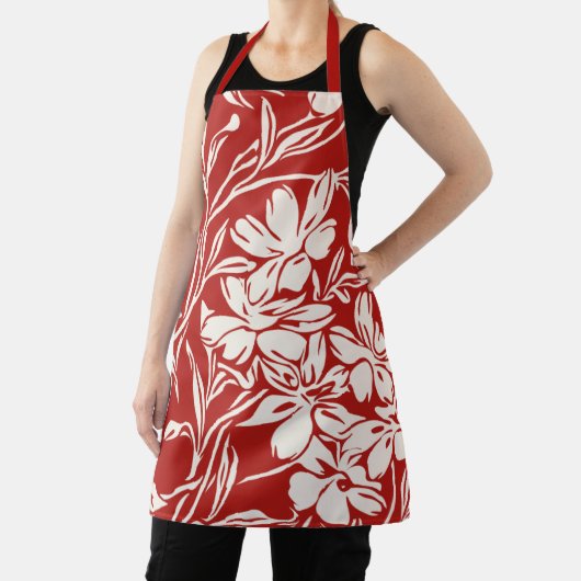 Elegant Red Abstract Floral Illustration Pattern Schort (Insitu)