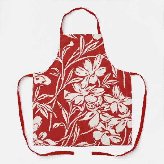 Elegant Red Abstract Floral Illustration Pattern Schort (Voorkant)