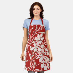 Elegant Red Abstract Floral Illustration Pattern Schort