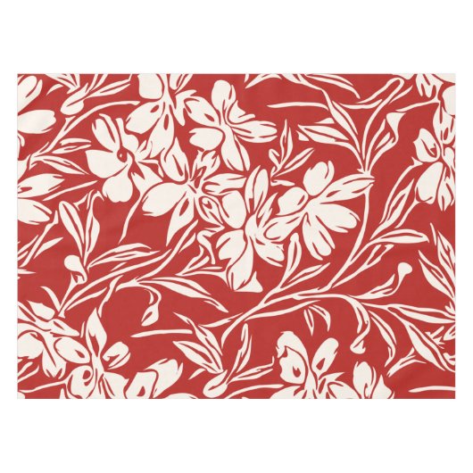 Elegant Red Abstract Floral Illustration Pattern Tafelkleed (Voorkant (Horizontaal))