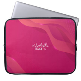 Elegant Red Abstract Waves met Aanpassing Laptop Sleeve