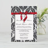 Elegant Red Accent Wedding Invite Kaart (Staand voorkant)