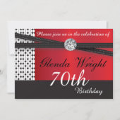 Elegant Red and Black Birthday Party Kaart (Voorkant)