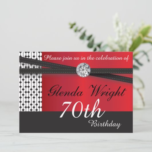 Elegant Red and Black Birthday Party Kaart (Staand voorkant)