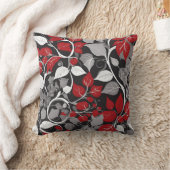 Elegant Red and Black Leaf Design Kussen (Deken)