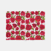 Elegant Red And Dark Pink Floral Roses Pattern Fleece Deken (Voorkant (Horizontaal))