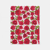 Elegant Red And Dark Pink Floral Roses Pattern Fleece Deken (Voorkant)