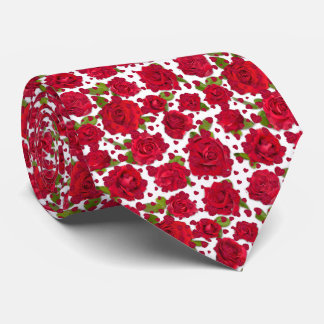 Elegant Red And Dark Pink Floral Roses Pattern Stropdas