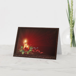 Elegant Red and Gold Candle-kerstkaart Feestdagen Kaart