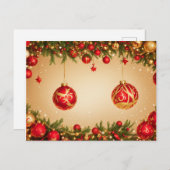 Elegant Red and Gold Christmas Ornament Frame Briefkaart (Voorkant / Achterkant)