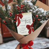 Elegant Red and Gold Christmas Party invitation Kaart