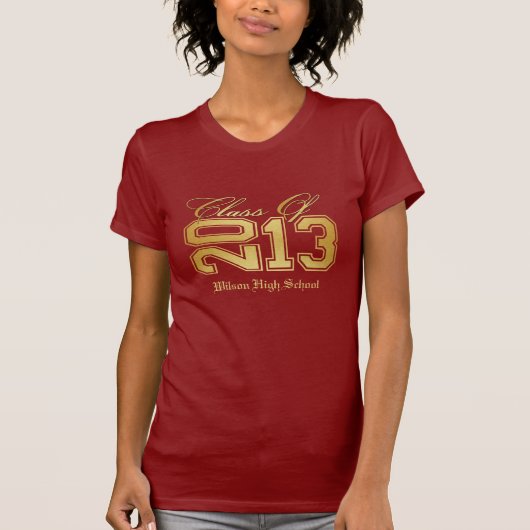 Elegant Red and Gold Class of 2013 T-shirt (Voorkant)