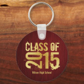 Elegant Red and Gold Class of 2015 Afstuderen Sleutelhanger (Voorkant)