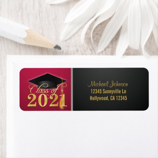 Elegant Red and Gold Class of 2021 Label (Insitu)