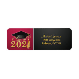 Elegant Red and Gold Class of 2021 Label