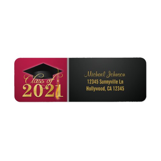 Elegant Red and Gold Class of 2021 Label (Voorkant)