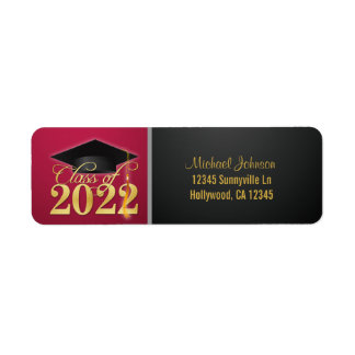 Elegant Red and Gold Class of 2022 Label