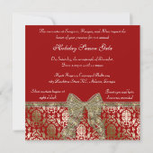 Elegant Red and Gold Damask Holiday Party nodigt u Kaart (Achterkant)