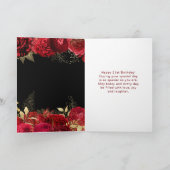 Elegant Red and Gold Flowers Birthday Kaart (Binnen)