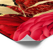 Elegant Red and Gold Flowers Birthday Part Welcome Poster (Hoek)