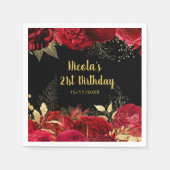 Elegant Red and Gold Flowers Birthday Party Servet (Voorkant)
