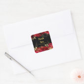 Elegant Red and Gold Flowers Birthday Party Vierkante Sticker (Envelop)