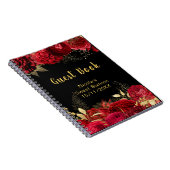 Elegant Red and Gold Flowers Sweet Sixteen Notitieboek (Rechterzijde)