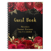 Elegant Red and Gold Flowers Sweet Sixteen Notitieboek (Voorkant)