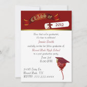 Elegant Red and Gold Graduation Party Invitation Kaart (Voorkant)