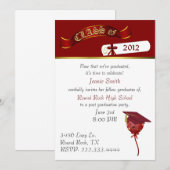 Elegant Red and Gold Graduation Party Invitation Kaart (Voorkant / Achterkant)