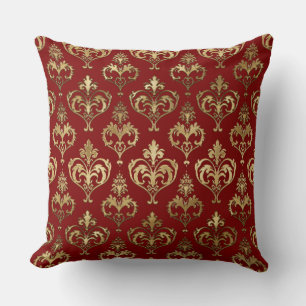 Elegant Red and Gold Hearts Valentijns Damask Kussen