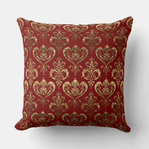 Elegant Red and Gold Hearts Valentijns Damask Kussen