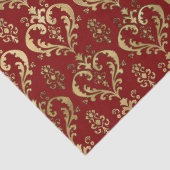 Elegant Red and Gold Hearts Valentijns Damask Tissuepapier (Detail)