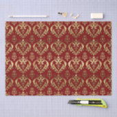 Elegant Red and Gold Hearts Valentijns Damask Tissuepapier (Craft)