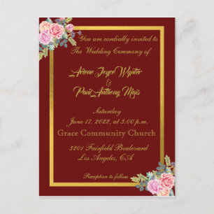 Elegant Red and Gold Invitation Uitnodiging Briefkaart