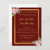 Elegant Red and Gold Invitation Uitnodiging Briefkaart (Voorkant / Achterkant)